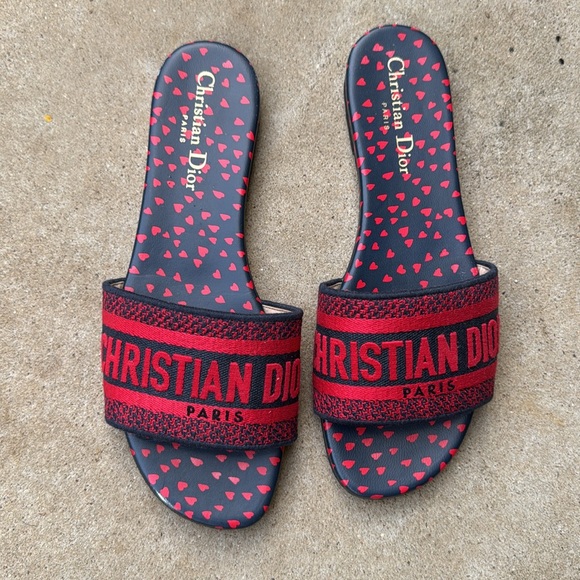 Christian Dior Red and Black Slides - Picture 2 of 6